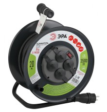 Удлинитель силовой Эра RMx-4es-3x2.5-20m-IP44(KG) (Б0043057) 3x1.5кв.мм 4розет. 20м ПВС 16A метал.катушка черный