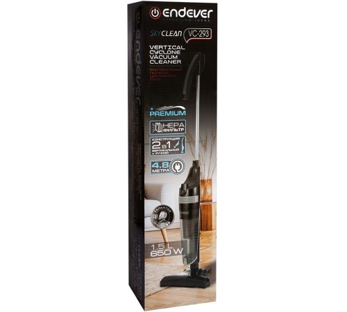 Пылесос ручной Endever SKYCLEAN VC-293 650Вт черный/серый Пылесос ручной Endever SKYCLEAN VC-293 650Вт черный/серый
