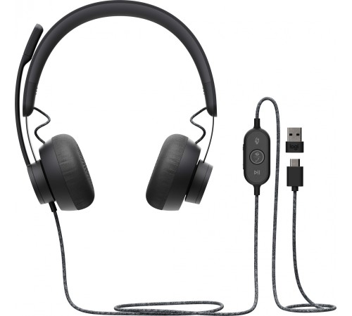 Наушники с микрофоном Logitech Zone Wired Teams черный матовый 1.9м накладные USB оголовье (981-000870) Наушники с микрофоном Logitech Zone Wired Teams черный матовый 1.9м накладные USB оголовье (981-000870)