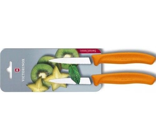 Набор ножей кухон. Victorinox Swiss Classic (6.7636.L119B) компл.:2шт оранжевый блистер Набор ножей кухон. Victorinox Swiss Classic (6.7636.L119B) компл.:2шт оранжевый блистер