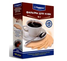 Фильтры для кофе для кофеварок капельного типа Topperr №2 неотбеленные 1x2 (упак.:100шт)