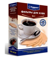 Фильтры для кофе для кофеварок капельного типа Topperr №2 неотбеленные 1x2 (упак.:100шт)