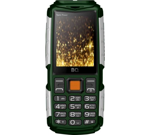 Мобильный телефон BQ 2430 Tank Power 32Mb зеленый/серебристый моноблок 2Sim 2.4" 240x320 0.3Mpix GSM900/1800 GSM1900 MP3 FM microSD max32Gb