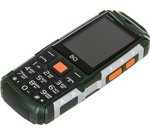 Мобильный телефон BQ 2430 Tank Power 32Mb зеленый/серебристый моноблок 2Sim 2.4" 240x320 0.3Mpix GSM900/1800 GSM1900 MP3 FM microSD max32Gb
