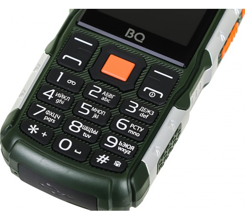Мобильный телефон BQ 2430 Tank Power 32Mb зеленый/серебристый моноблок 2Sim 2.4" 240x320 0.3Mpix GSM900/1800 GSM1900 MP3 FM microSD max32Gb