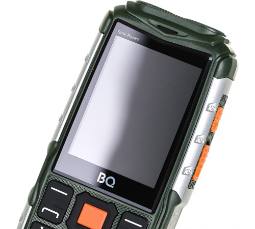Мобильный телефон BQ 2430 Tank Power 32Mb зеленый/серебристый моноблок 2Sim 2.4" 240x320 0.3Mpix GSM900/1800 GSM1900 MP3 FM microSD max32Gb