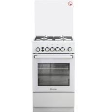 Плита Газовая De Luxe 5040.40г (кр) ЧР-012 белый (стеклянная крышка) реш.чугун