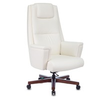 Кресло руководителя Бюрократ _DUKE белый кожа крестовина металл/дерево