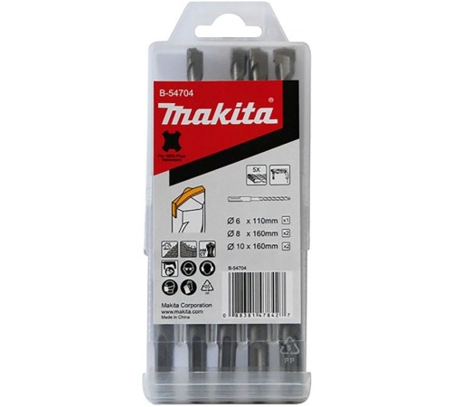 Набор буров Makita B-54704 по бетону/камню (5пред.) для перфораторов Набор буров Makita B-54704 по бетону/камню (5пред.) для перфораторов