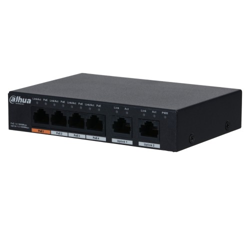 Коммутатор Dahua DH-PFS3006-4GT-60 4x100Mb неуправляемый