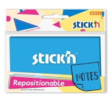 Блок самоклеящийся бумажный Stick`n 27081 76x126мм 80лист. 70г/м2 синий неон 1цв.в упак.