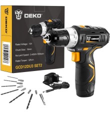 Дрель-шуруповерт Deko GCD12DU3 SET2 FU-Li-Ion аккум. патрон:быстрозажимной