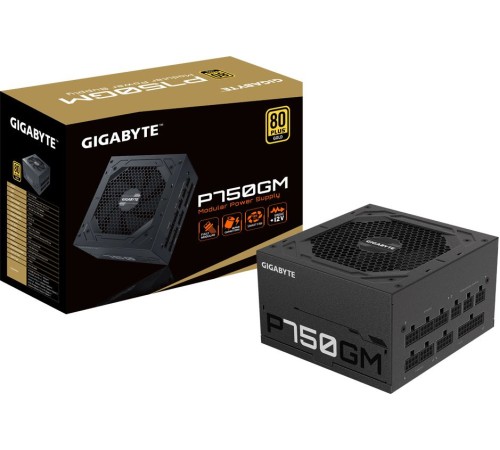 Блок питания Gigabyte ATX 750W GP-P750GM 80+ gold 24+2x(4+4) pin APFC 120mm fan 8xSATA Cab Manag RTL
