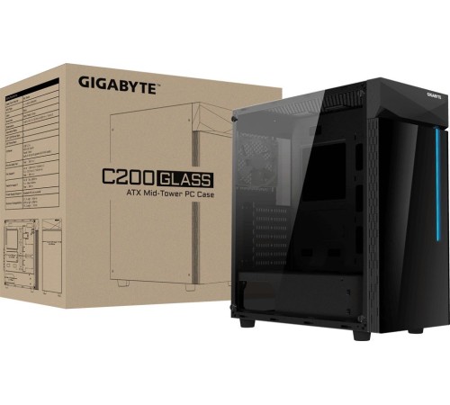 Корпус Gigabyte C200 GB-C200G черный без БП ATX 5x120mm 4x140mm 2xUSB3.0 audio bott PSU