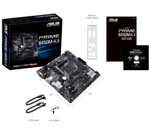 Материнская плата Asus PRIME B450M-K II Soc-AM4 AMD B450 2xDDR4 mATX AC`97 8ch(7.1) GbLAN RAID+VGA+DVI+HDMI