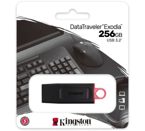 Флеш Диск Kingston 256Gb DataTraveler Exodia DTX/256GB USB3.1 черный/красный