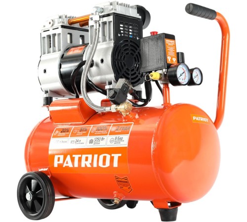 PATRIOT  WO 24-220 Компрессор [525301920] { безмасляный, 200 л/мин, 8 бар, 1250 Вт, 24 л, быстросъемный 1/4" }