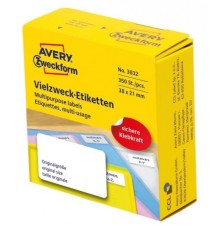 Этикетки Avery Zweckform 3832 38x21мм 350шт на листе/70г/м2/белый самоклей. универсальная (упак.:1рул)