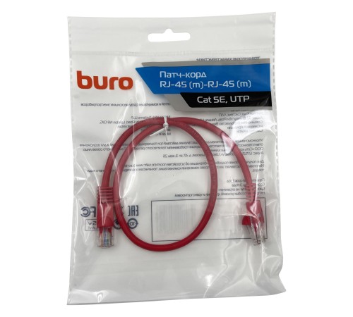 Патч-корд Buro UTP 4 пары cat5E CCA molded 0.5м красный RJ-45 (m)-RJ-45 (m) Патч-корд Buro UTP 4 пары cat5E CCA molded 0.5м красный RJ-45 (m)-RJ-45 (m)