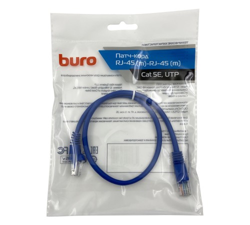 Патч-корд Buro UTP 4 пары cat5E CCA molded 0.5м голубой RJ-45 (m)-RJ-45 (m) Патч-корд Buro UTP 4 пары cat5E CCA molded 0.5м голубой RJ-45 (m)-RJ-45 (m)