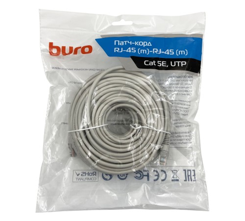 Патч-корд Buro UTP 4 пары cat5E CCA molded 30м серый RJ-45 (m)-RJ-45 (m) Патч-корд Buro UTP 4 пары cat5E CCA molded 30м серый RJ-45 (m)-RJ-45 (m)