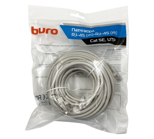 Патч-корд Buro UTP 4 пары cat5E CCA molded 15м серый RJ-45 (m)-RJ-45 (m) Патч-корд Buro UTP 4 пары cat5E CCA molded 15м серый RJ-45 (m)-RJ-45 (m)