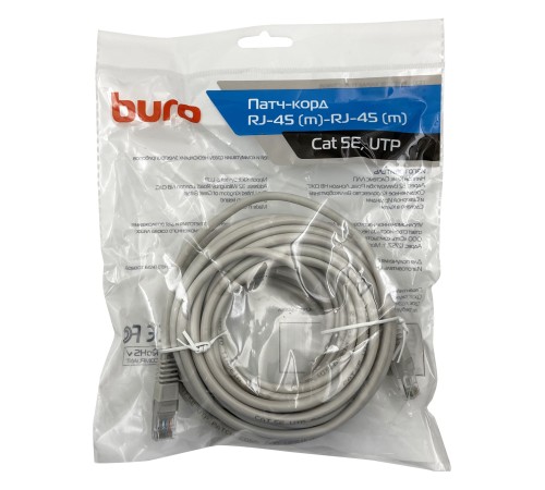 Патч-корд Buro UTP 4 пары cat5E CCA molded 10м серый RJ-45 (m)-RJ-45 (m) Патч-корд Buro UTP 4 пары cat5E CCA molded 10м серый RJ-45 (m)-RJ-45 (m)