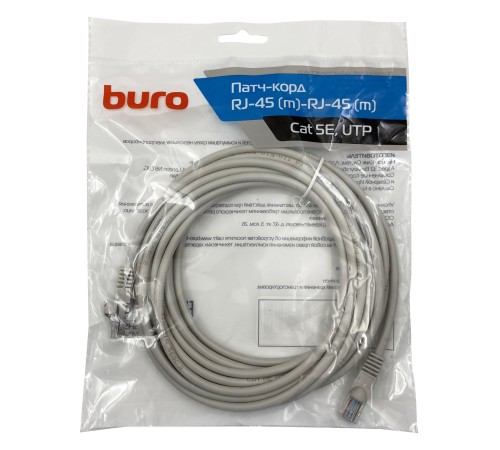 Патч-корд Buro UTP 4 пары cat5E CCA molded 5м серый RJ-45 (m)-RJ-45 (m) Патч-корд Buro UTP 4 пары cat5E CCA molded 5м серый RJ-45 (m)-RJ-45 (m)