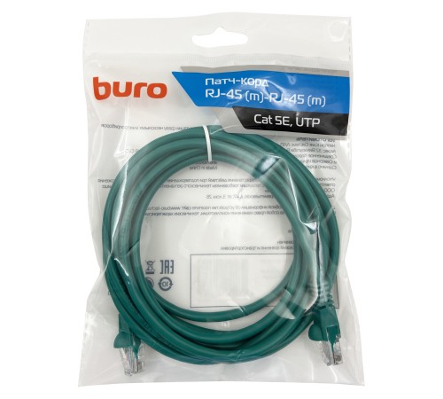 Патч-корд Buro UTP 4 пары cat5E CCA molded 3м зеленый RJ-45 (m)-RJ-45 (m) Патч-корд Buro UTP 4 пары cat5E CCA molded 3м зеленый RJ-45 (m)-RJ-45 (m)