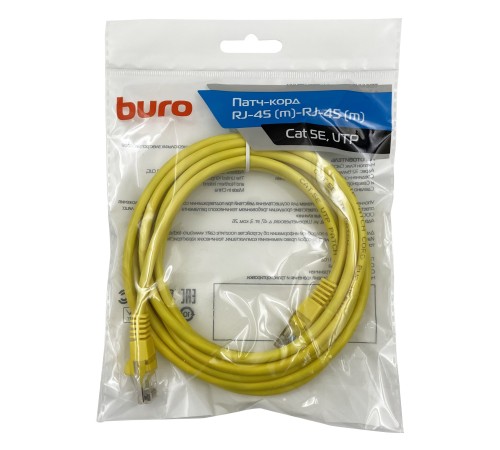 Патч-корд Buro UTP 4 пары cat5E CCA molded 3м желтый RJ-45 (m)-RJ-45 (m) Патч-корд Buro UTP 4 пары cat5E CCA molded 3м желтый RJ-45 (m)-RJ-45 (m)