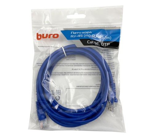 Патч-корд Buro UTP 4 пары cat5E CCA molded 3м синий RJ-45 (m)-RJ-45 (m) Патч-корд Buro UTP 4 пары cat5E CCA molded 3м синий RJ-45 (m)-RJ-45 (m)