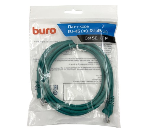 Патч-корд Buro UTP 4 пары cat5E CCA molded 2м зеленый RJ-45 (m)-RJ-45 (m) Патч-корд Buro UTP 4 пары cat5E CCA molded 2м зеленый RJ-45 (m)-RJ-45 (m)
