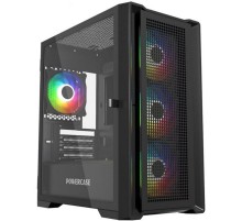 Корпус Powercase Alisio Micro X4B V2, Tempered Glass, 4х 120mm ARGB fans, ARGB HUB, чёрный, mATX  (CAMCXB-A4)