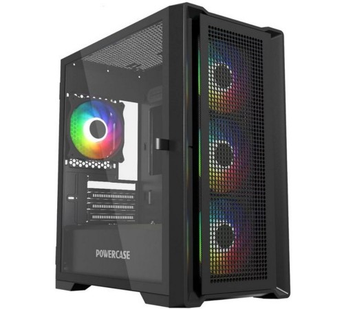 Корпус Powercase Alisio Micro X4B V2, Tempered Glass, 4х 120mm ARGB fans, ARGB HUB, чёрный, mATX  (CAMCXB-A4)