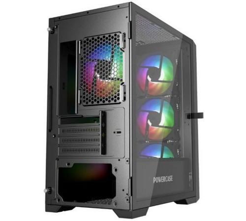 Корпус Powercase Alisio Micro X4B V2, Tempered Glass, 4х 120mm ARGB fans, ARGB HUB, чёрный, mATX  (CAMCXB-A4)