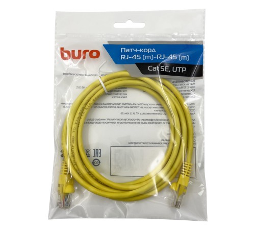 Патч-корд Buro UTP 4 пары cat5E CCA molded 2м желтый RJ-45 (m)-RJ-45 (m) Патч-корд Buro UTP 4 пары cat5E CCA molded 2м желтый RJ-45 (m)-RJ-45 (m)