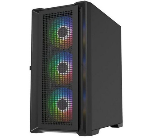 Корпус Powercase Alisio Micro X4B V2, Tempered Glass, 4х 120mm ARGB fans, ARGB HUB, чёрный, mATX  (CAMCXB-A4)
