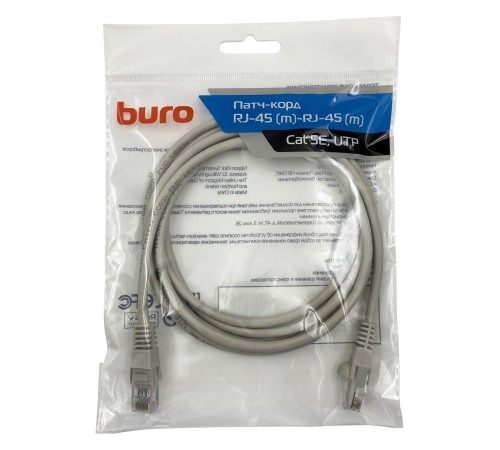 Патч-корд Buro UTP 4 пары cat5E CCA molded 2м серый RJ-45 (m)-RJ-45 (m) Патч-корд Buro UTP 4 пары cat5E CCA molded 2м серый RJ-45 (m)-RJ-45 (m)
