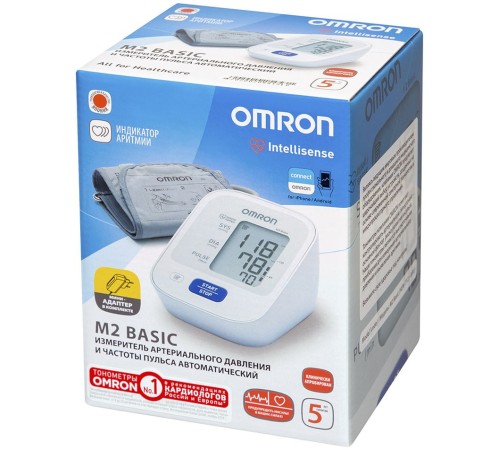 Тонометр автоматический Omron M2 Basic (HEM-7121-ARU) с адаптером Тонометр автоматический Omron M2 Basic (HEM-7121-ARU) с адаптером