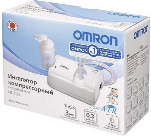 Ингалятор Omron NE-C24 (NE-C801S-RU) компрессорный стационарный белый Ингалятор Omron NE-C24 (NE-C801S-RU) компрессорный стационарный белый