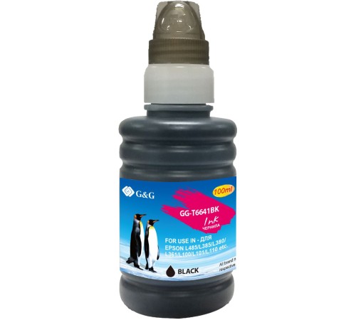 Чернила G&G GG-T6641BK черный100мл для Epson L100, L110, L120, L130, L132, L210, L222