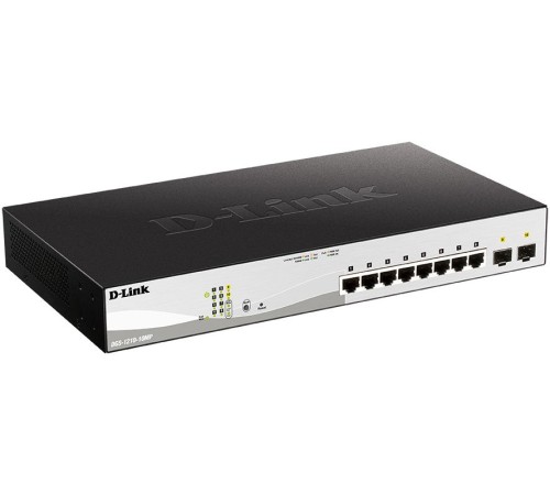 Коммутатор D-Link DGS-1210-10MP/FL 8G 2SFP 8PoE+ 130W управляемый