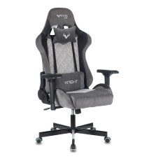 Кресло игровое Бюрократ VIKING 7 KNIGHT Fabric серый Loft ромбик текстиль/эко.кожа с подголов. крестовина металл
