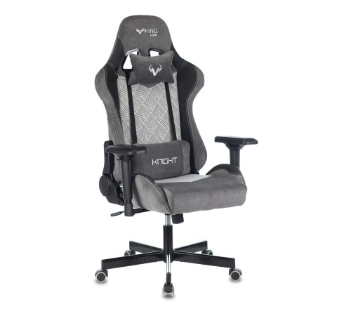 Кресло игровое Бюрократ VIKING 7 KNIGHT Fabric серый Loft ромбик текстиль/эко.кожа с подголов. крестовина металл