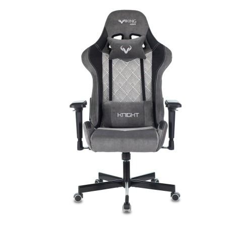 Кресло игровое Бюрократ VIKING 7 KNIGHT Fabric серый Loft ромбик текстиль/эко.кожа с подголов. крестовина металл