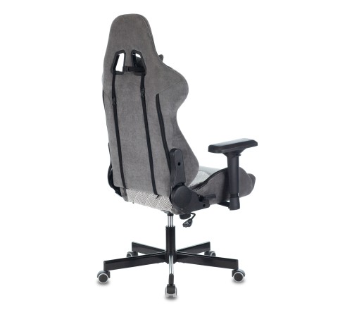 Кресло игровое Бюрократ VIKING 7 KNIGHT Fabric серый Loft ромбик текстиль/эко.кожа с подголов. крестовина металл
