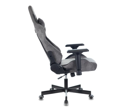 Кресло игровое Бюрократ VIKING 7 KNIGHT Fabric серый Loft ромбик текстиль/эко.кожа с подголов. крестовина металл
