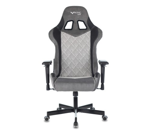 Кресло игровое Бюрократ VIKING 7 KNIGHT Fabric серый Loft ромбик текстиль/эко.кожа с подголов. крестовина металл