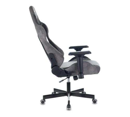 Кресло игровое Бюрократ VIKING 7 KNIGHT Fabric серый Loft ромбик текстиль/эко.кожа с подголов. крестовина металл