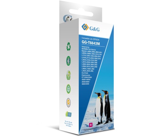 Чернила G&G GG-T6643M пурпурный100мл для Epson L100, L110, L120, L130, L132, L210, L222